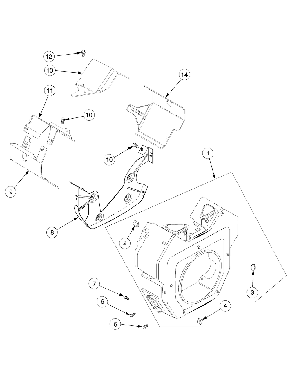 Blower Housing And Baffles Mfg Date K016 And After Diagram and Parts List for GT2550 K015-K018-14A2E7P710 Cub Cadet Lawn Tractor